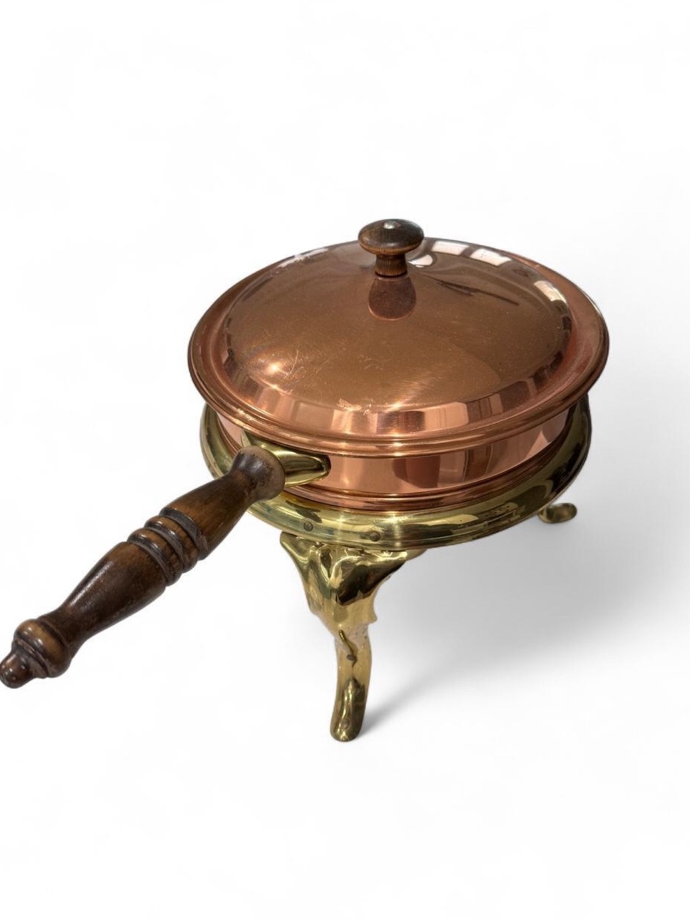 Vintage Copper & Brass Chafing Dish and Stand With Warmer
